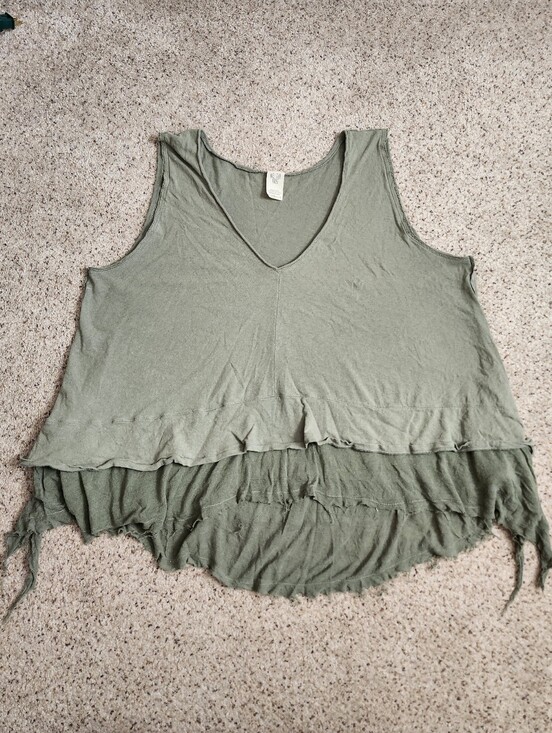 We The Free Tops - We The Free Olive Green Tiered V-Neck Tank Top